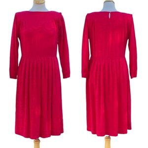 VINTAGE Argenti 80s red silk midi dress|small